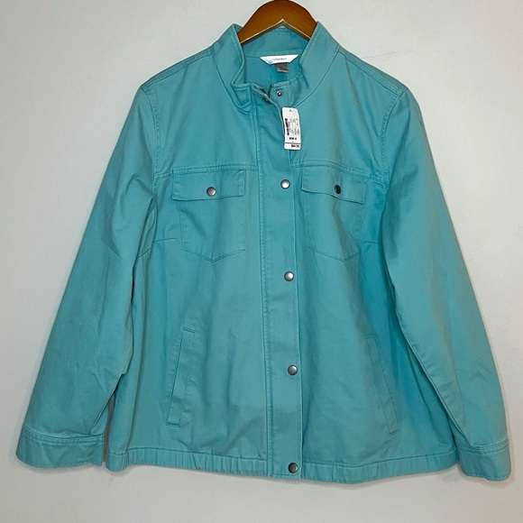 CJ Banks NEW Snap Button Full Zip Cotton Jacket Sz 2X - Picture 1 of 5